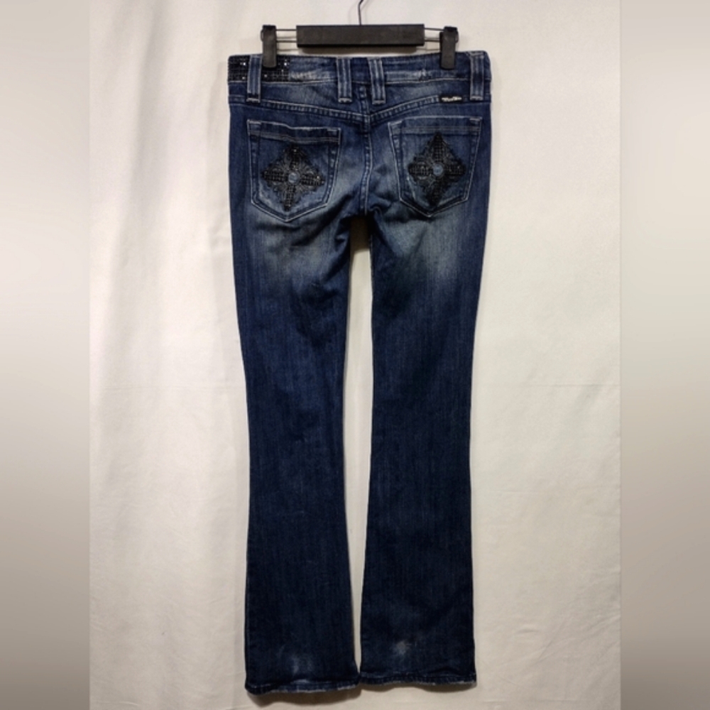 Vintage Miss Me Rhinestone Bootcut Jeans Womens 27 Blue Boho Retro 90s Y2K